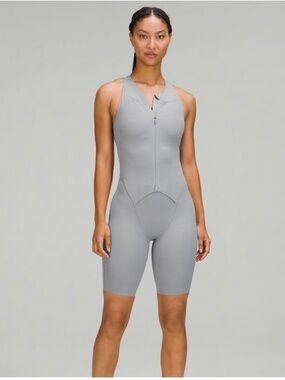 BNWT RARE Lululemon SenseKnit Running One-Piece size 2 RHINO GREY front zip